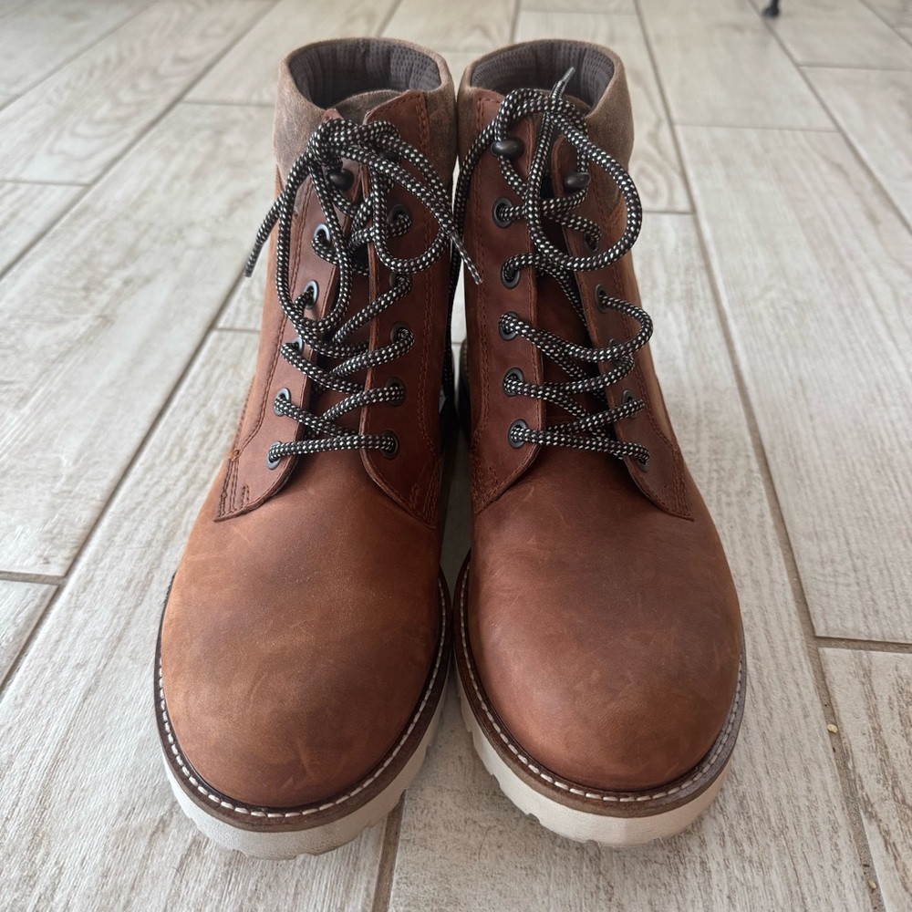 ECCO Men's Jamestown High-Cut Cognac Boots‎ Cocoa Brown Size 8-8.5 US Preowned